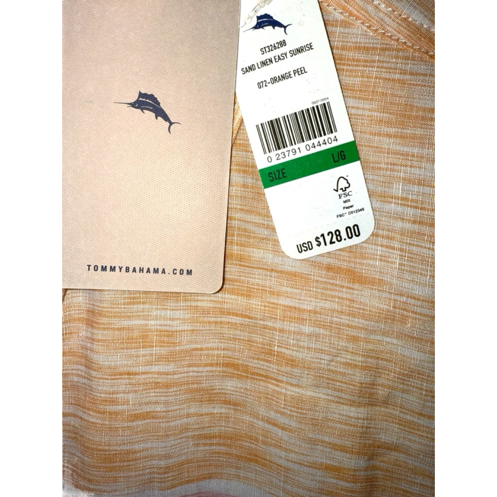 NWT Tommy Bahama Sand Linen Easy Sunrise Linen Short Sleeve Camp Shirt Large a - Picture 6 of 8